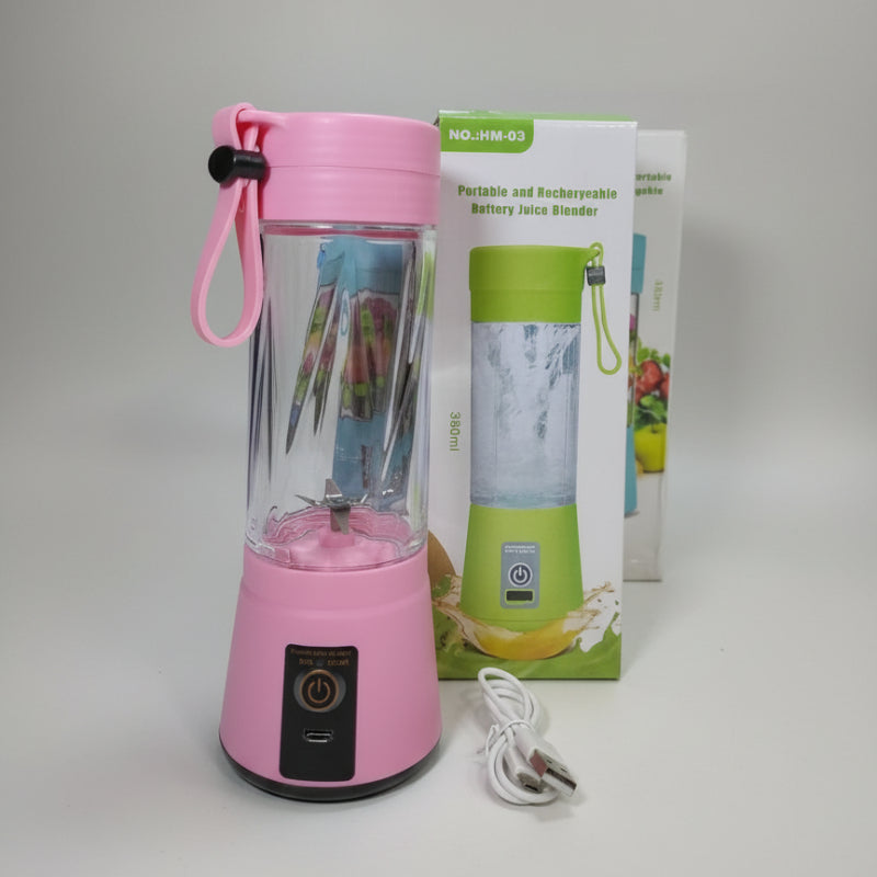 Batidora licuadora portátil USB 380ml con 6 cuchillas de acero inoxidable, recargable y libre de BPA