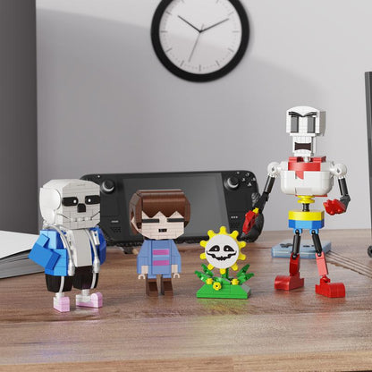 Tiktokshopblackfriday Retro Skeleton Brothers Brick Building Set – Pixel Style DIY Block Kit for Teens & Adults, Funny Rpg-Inspired Characters, Creative Display Toy & Gift