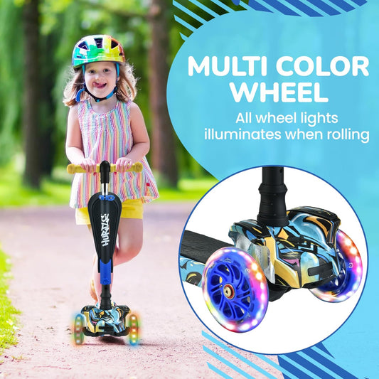 3-Wheel Scooter for Kids with LED Lights - Foldable Seat and Adjustable Handlebar - Ages 1-14