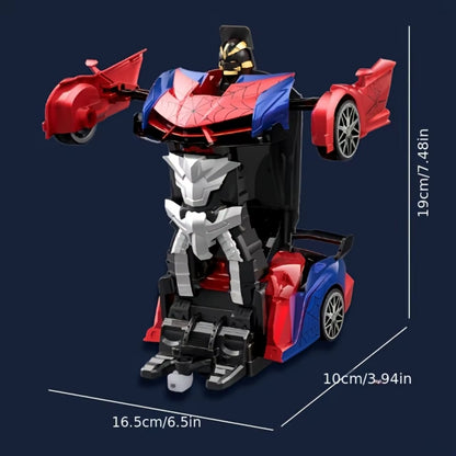 1:18 RC Transforming Car Robot Toy, LED Lights, 2.4Ghz Drift Racing Vehicle, One-Button Transform, Rechargeable, 360° Rotation