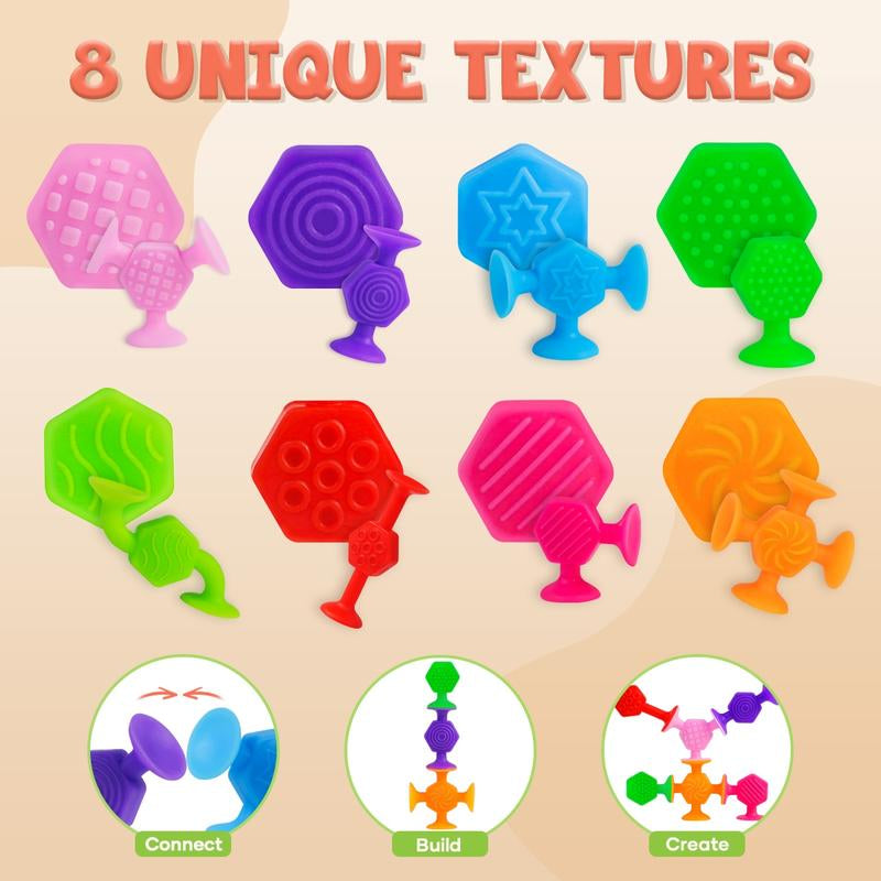 Texture Suction Cup Toys Set, Stress Relief & Learning Toy for Kids Aged 3-6 Years, Portable Travel Educational Gift