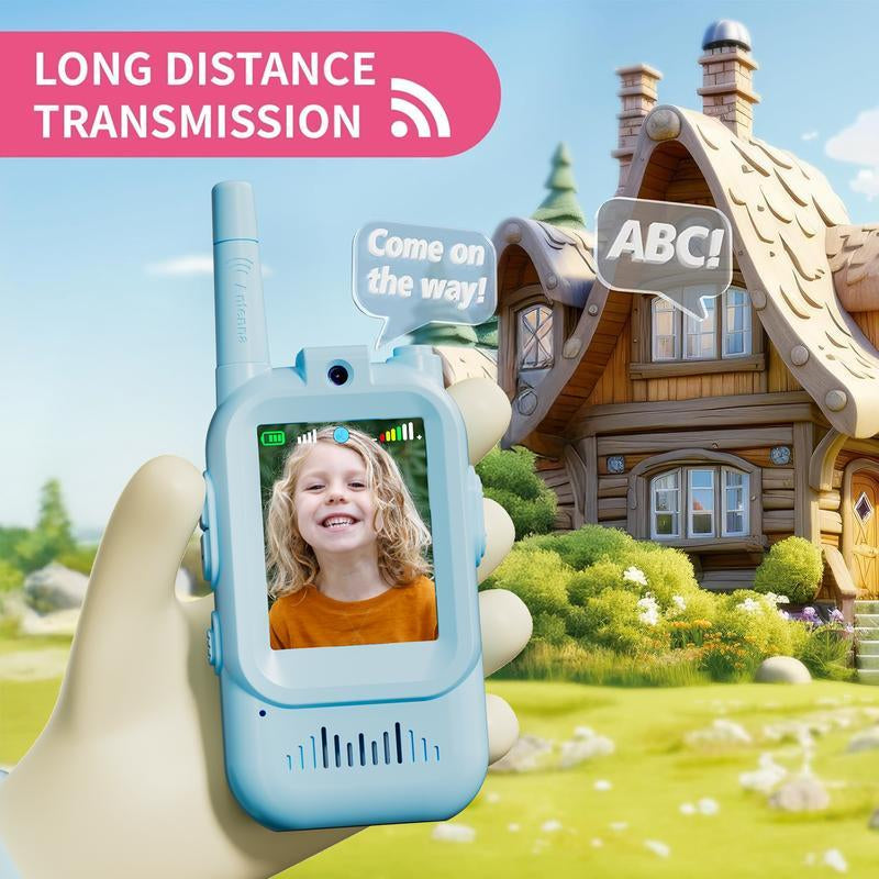 【Fabeto】Kids Video Walkie Talkies Toys - 2 Pack with Long Range Communication & Built-In Camera for Boys and Girls, Perfect for Outdoor Play, Ages 3-12 Kids Long Range Walkie Talkies