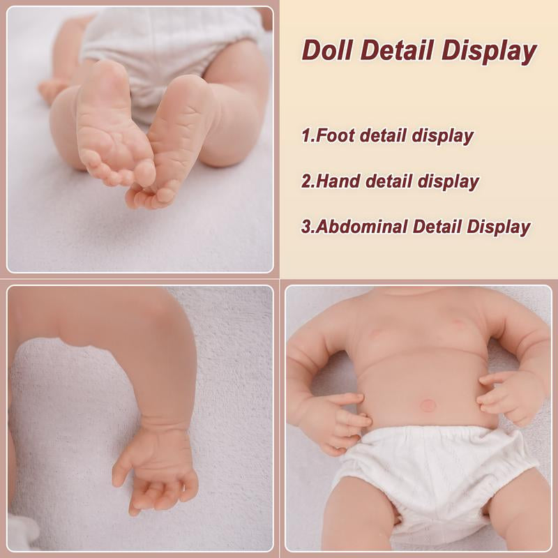 Funcuddle NO.18 Doll, 18.9-Inch Baby Girl Doll，Rebirth Doll Sleeping，Full Silicone Reborn Baby Dolls，Dolls & Accessories，Dolls for Girls 3-12，Birthday Doll