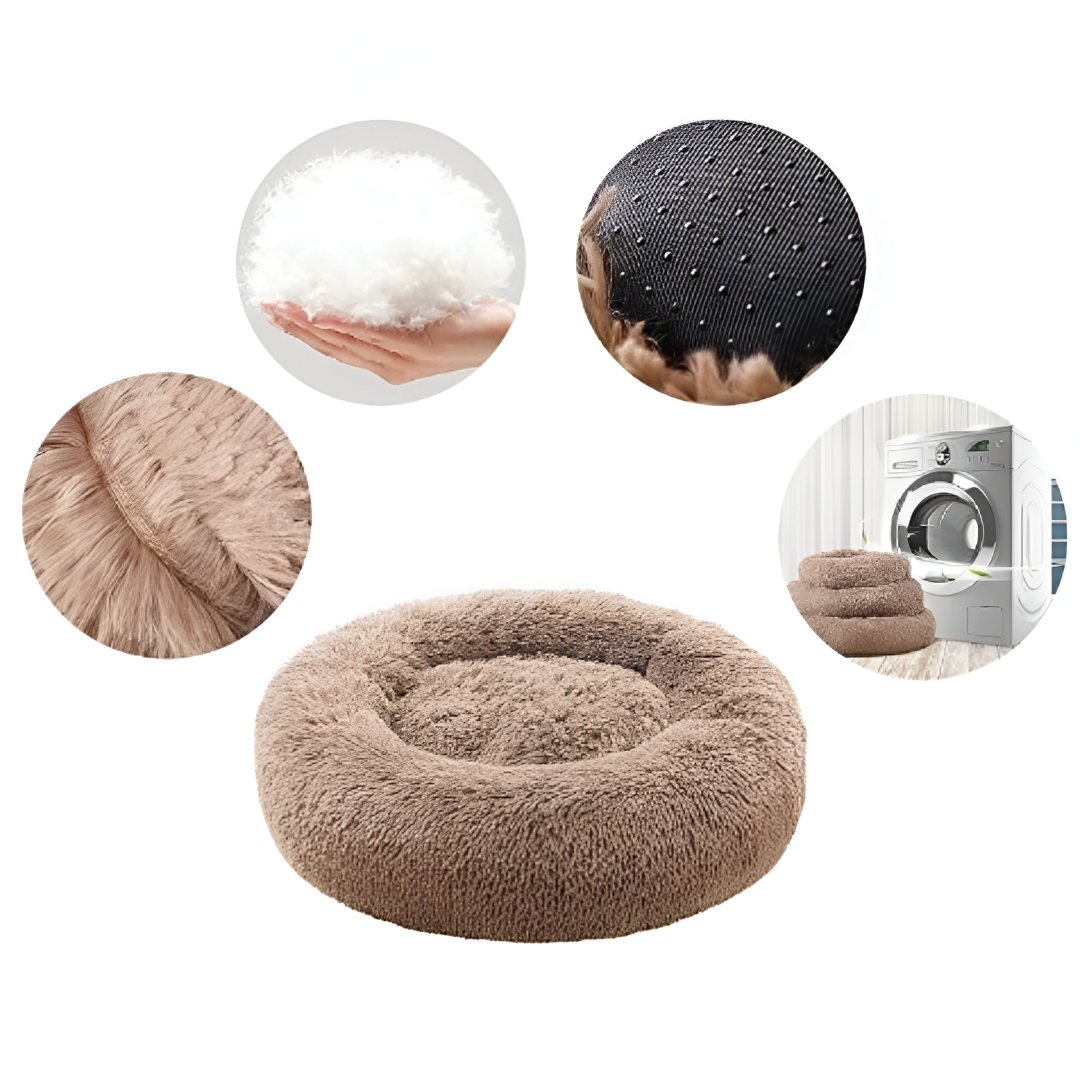 Cama para Perro Pequeña 50 cm - Marrón, Acolchada, Base Antideslizante