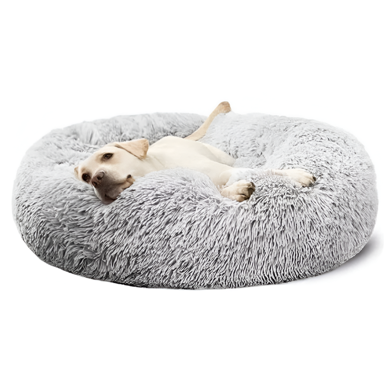 Cama para Perro Pequeña 50 cm - Gris Claro, Acolchada, Base Antideslizante