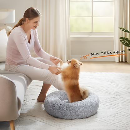 Cama para Perro Pequeña 50 cm - Gris Claro, Acolchada, Base Antideslizante