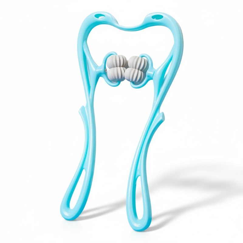 Masajeador Cervical 6 Rodillos Manual 360° - Alivio Cuello Hombros Espalda