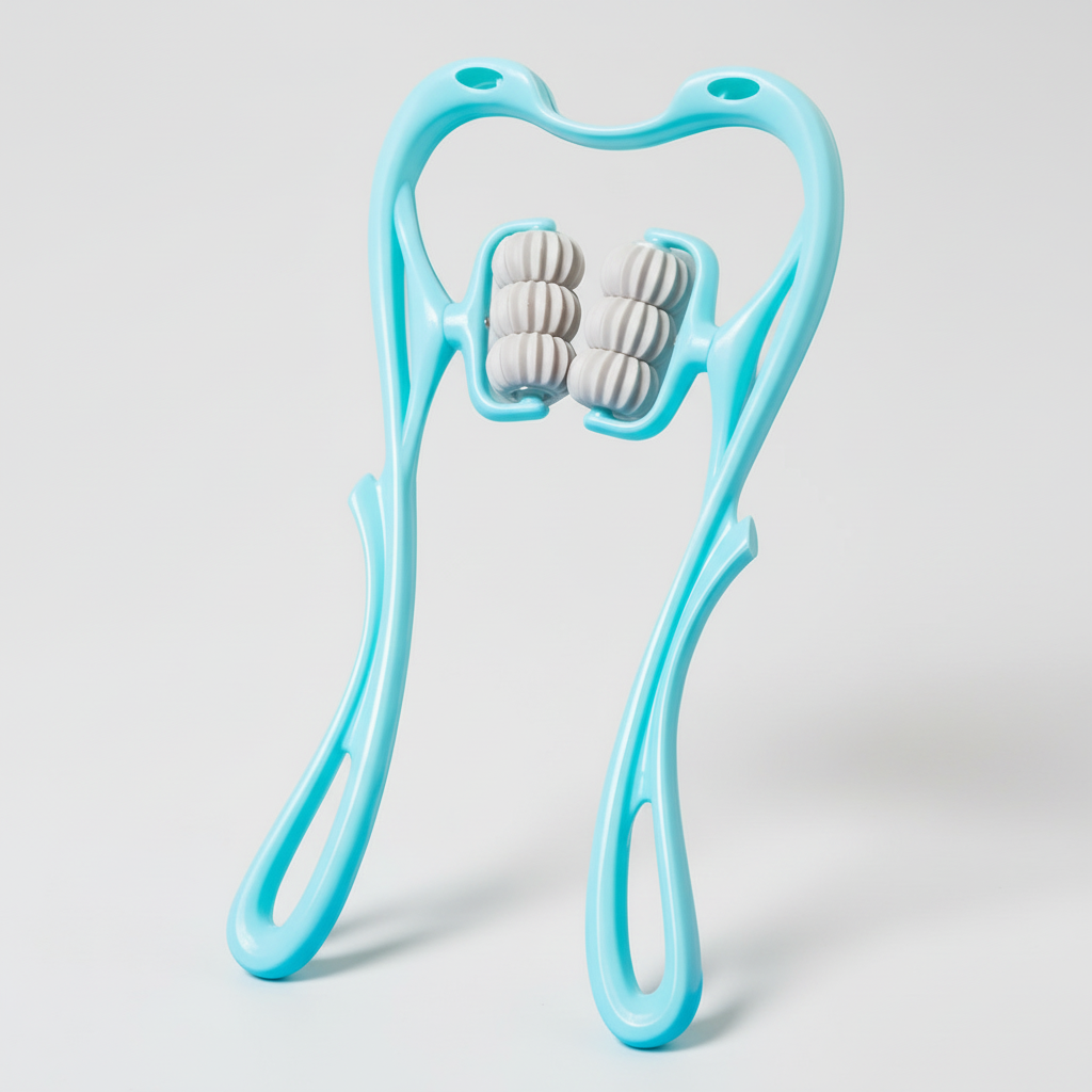 Masajeador Cervical 6 Rodillos Manual 360° - Alivio Cuello Hombros Espalda