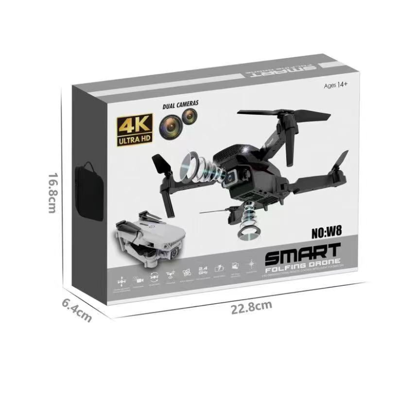 Dron doble cámara 4K UHD plegable negro con GPS y maletín gratis