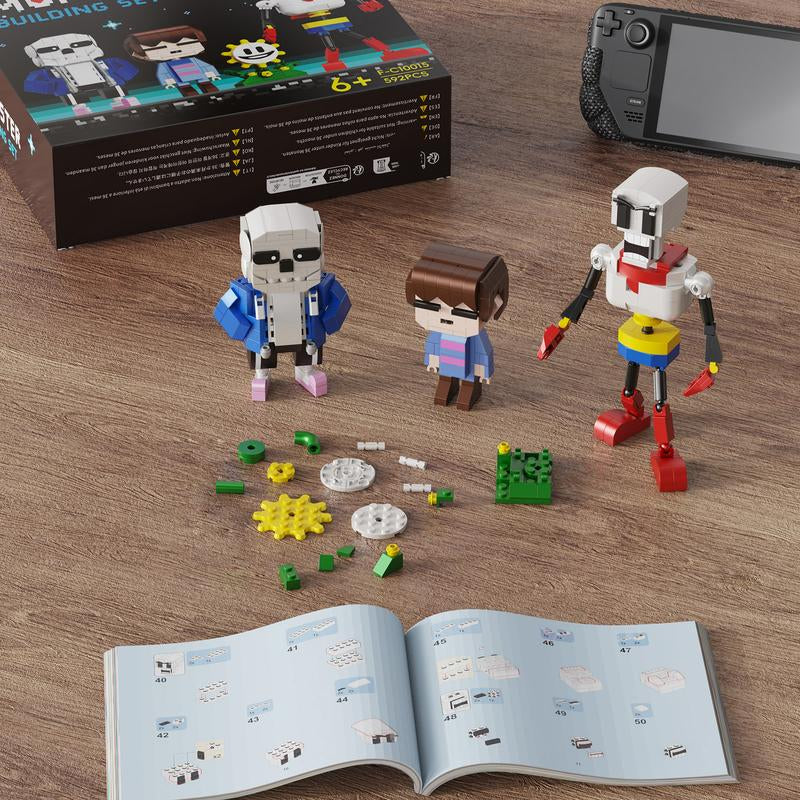 Tiktokshopblackfriday Retro Skeleton Brothers Brick Building Set – Pixel Style DIY Block Kit for Teens & Adults, Funny Rpg-Inspired Characters, Creative Display Toy & Gift