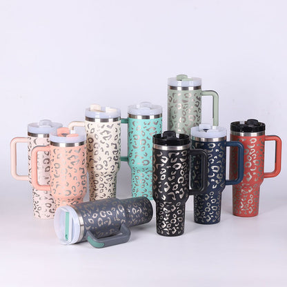 40 Oz Tumbler with Handle & Straw - Insulated Stainless Steel Travel Mug with Spill-Proof Lid