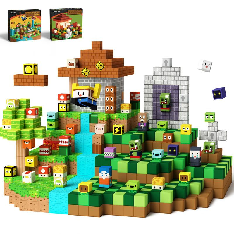 Gobidex 100-500Pcs STEM Game-Based Zomblock Novelty Magnetic Building Blocks Toys in Gift Package for Kids Ages 3-12