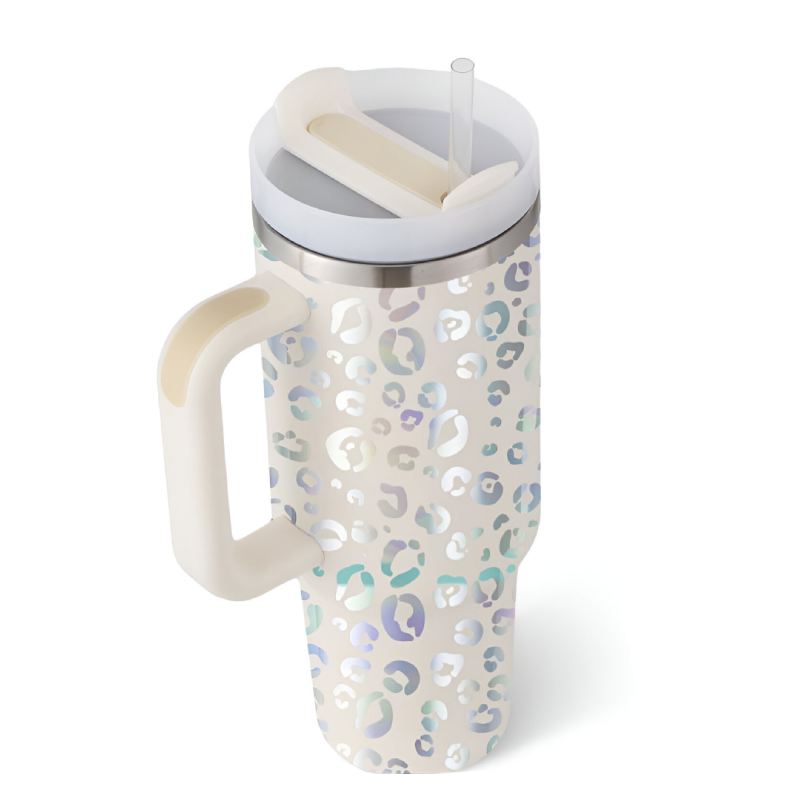 40 Oz Tumbler with Handle & Straw - Insulated Stainless Steel Travel Mug with Spill-Proof Lid