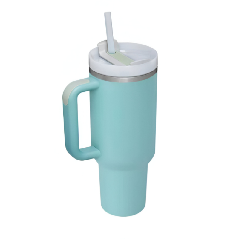 40 Oz Tumbler with Handle & Straw - Insulated Stainless Steel Travel Mug with Spill-Proof Lid