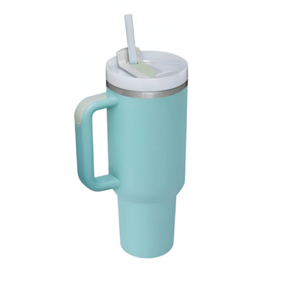 40 Oz Tumbler with Handle & Straw - Insulated Stainless Steel Travel Mug with Spill-Proof Lid